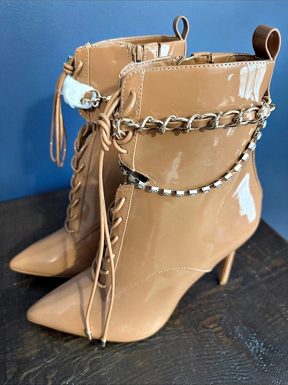 ALDO Kaerdian Patent Pointed-Toe Heeled Boots in Brown